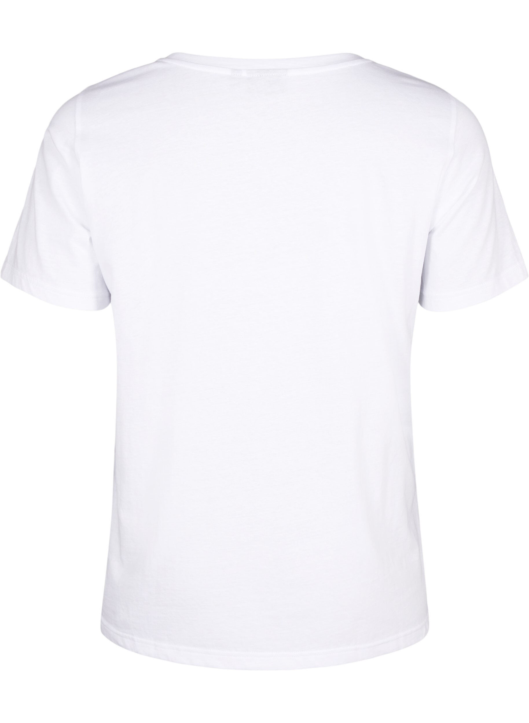 Zizzi T-shirt i bomuld med print og rund hals , B. White W. Hearts, Packshot image number 1