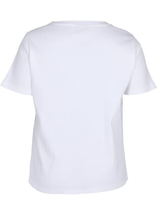Bomulds t-shirt med ribstruktur, Bright White, Packshot image number 1
