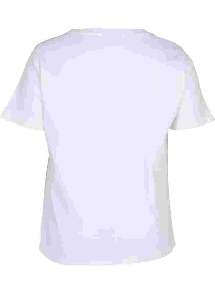 Bomulds t-shirt med ribstruktur, Bright White, Packshot image number 1