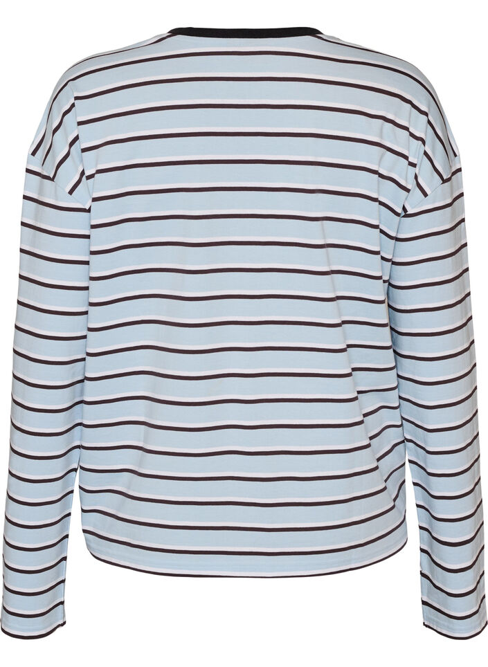 Basis t-shirt med lange &aelig;rmer, Bl&aring;, Packshot image number 1