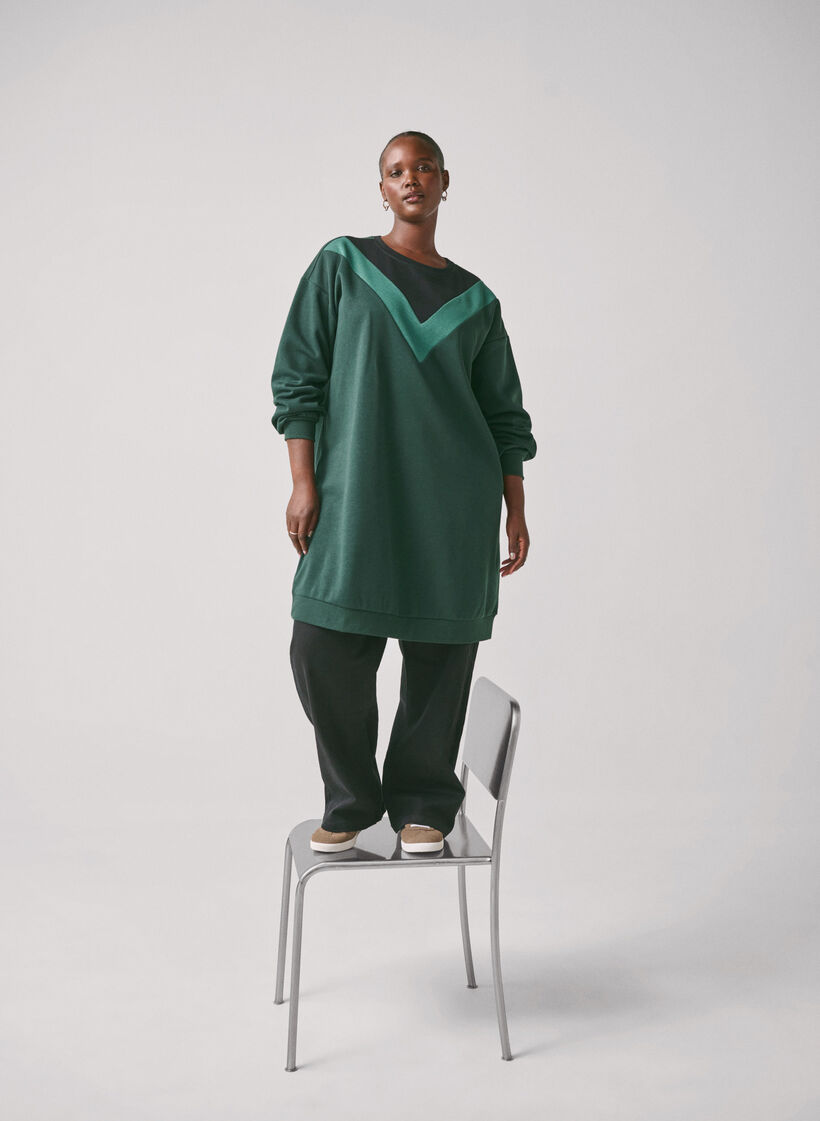 Lang sweatshirt med colorblock, Scarab Color Block, Image image number 0