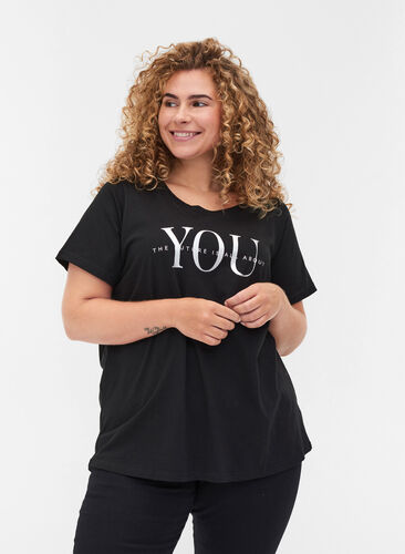 Økologisk bomulds t-shirt med tryk , Black You, Model image number 0