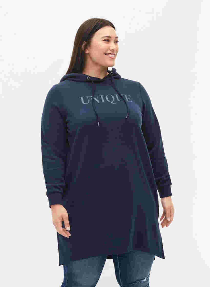 Sweatkjole med hætte og slids, Navy Blazer, Model image number 0