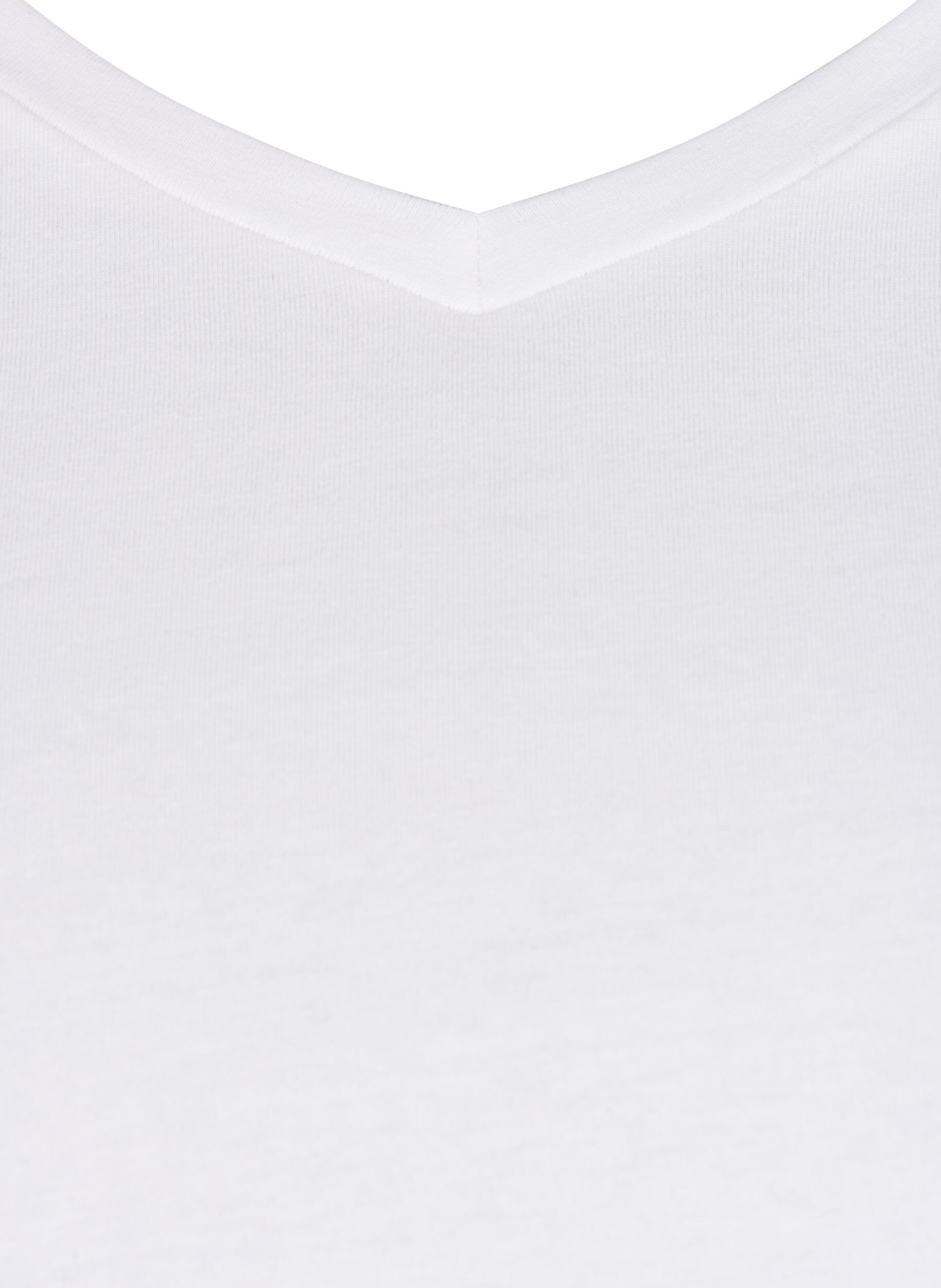 ZizziEnsfarvet basis t-shirt i bomuld, Hvid, Packshot image number 2