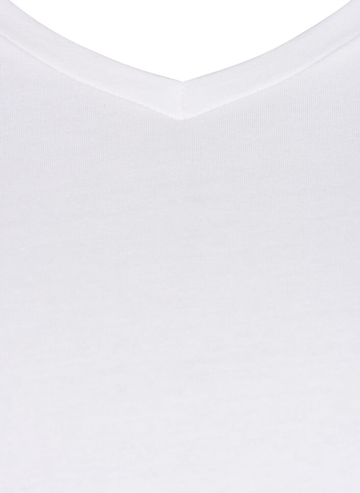 Ensfarvet basis t-shirt i bomuld, Hvid, Packshot image number 2