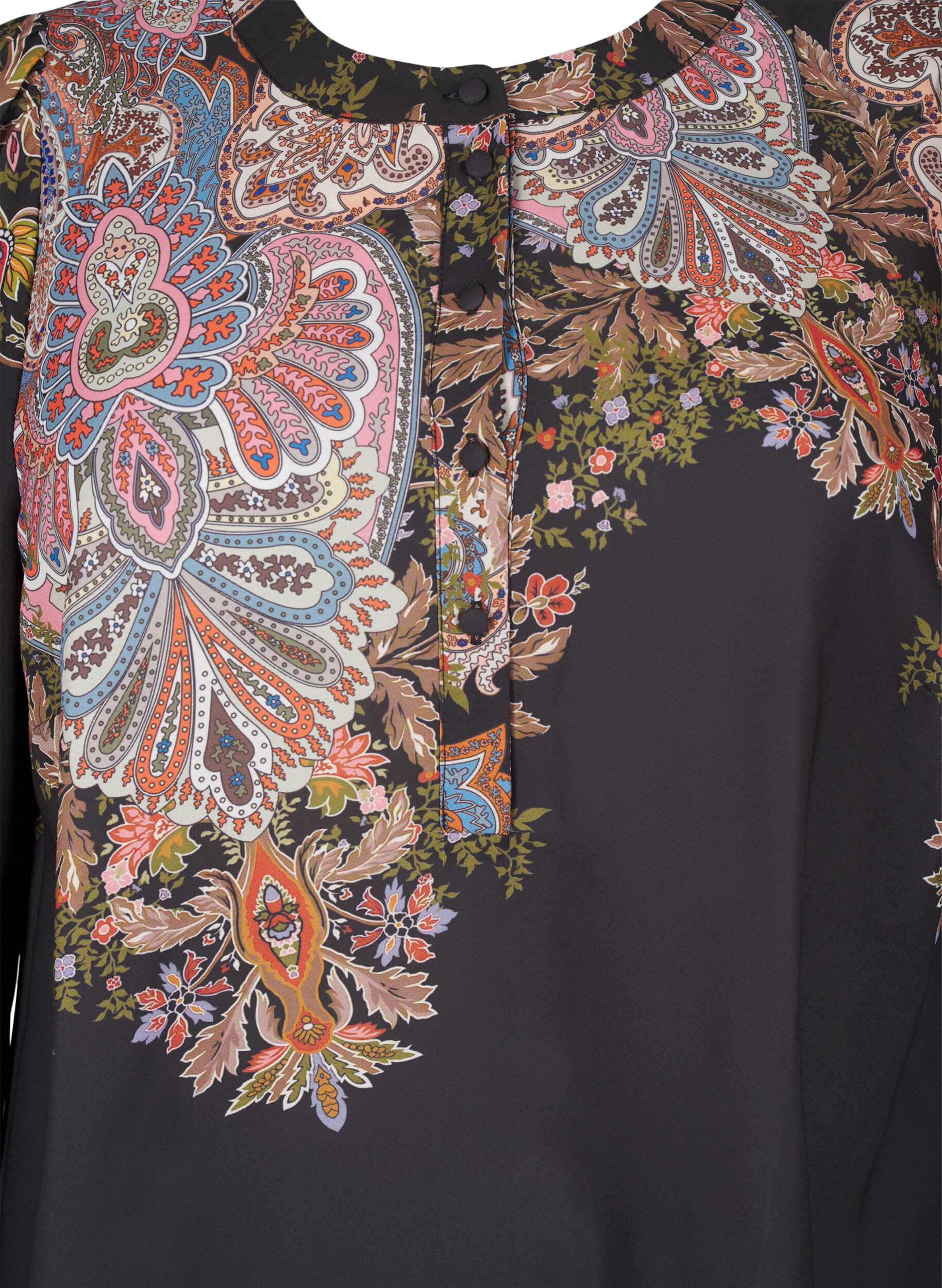 Zizzi Midikjole med paisleyprint, Black Paisley, Packshot image number 2