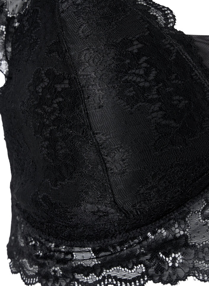Bralette med blonder og blød vattering, Black, Packshot image number 3