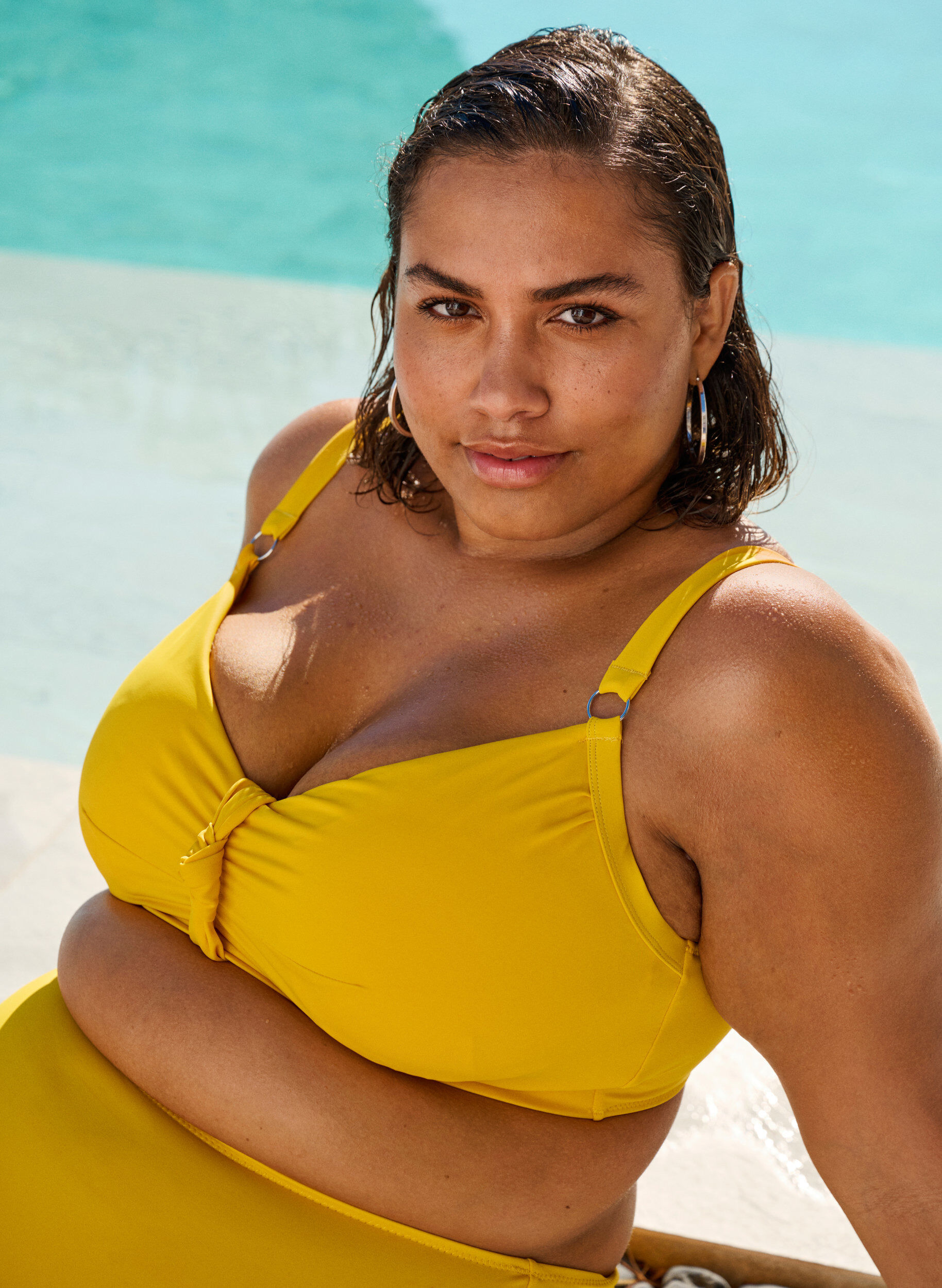 Zizzi Bikini bh med b&oslash;jle og knudedetalje, Gul, Image image number 0