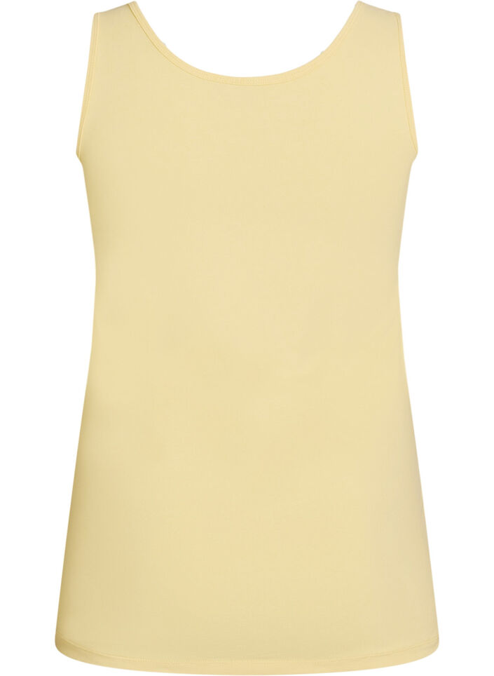 Ensfarvet basis top i bomuld, Gul, Packshot image number 1
