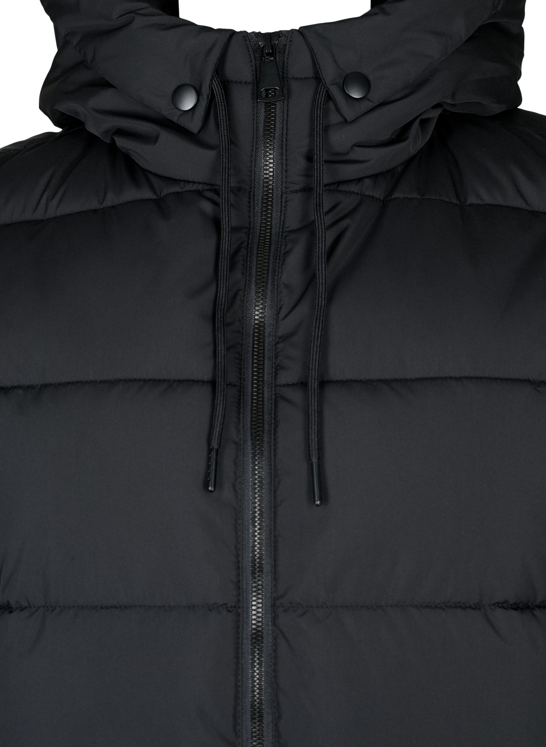 ZizziLang vest med h&aelig;tte og lommer, Sort, Packshot image number 2