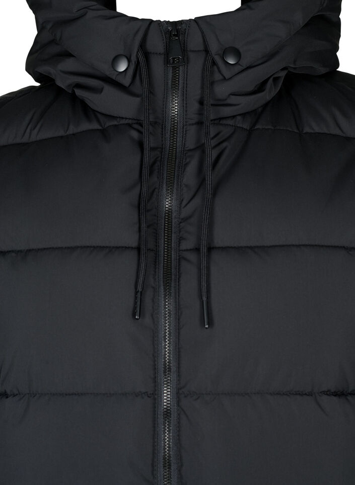 Lang vest med h&aelig;tte og lommer, Sort, Packshot image number 2