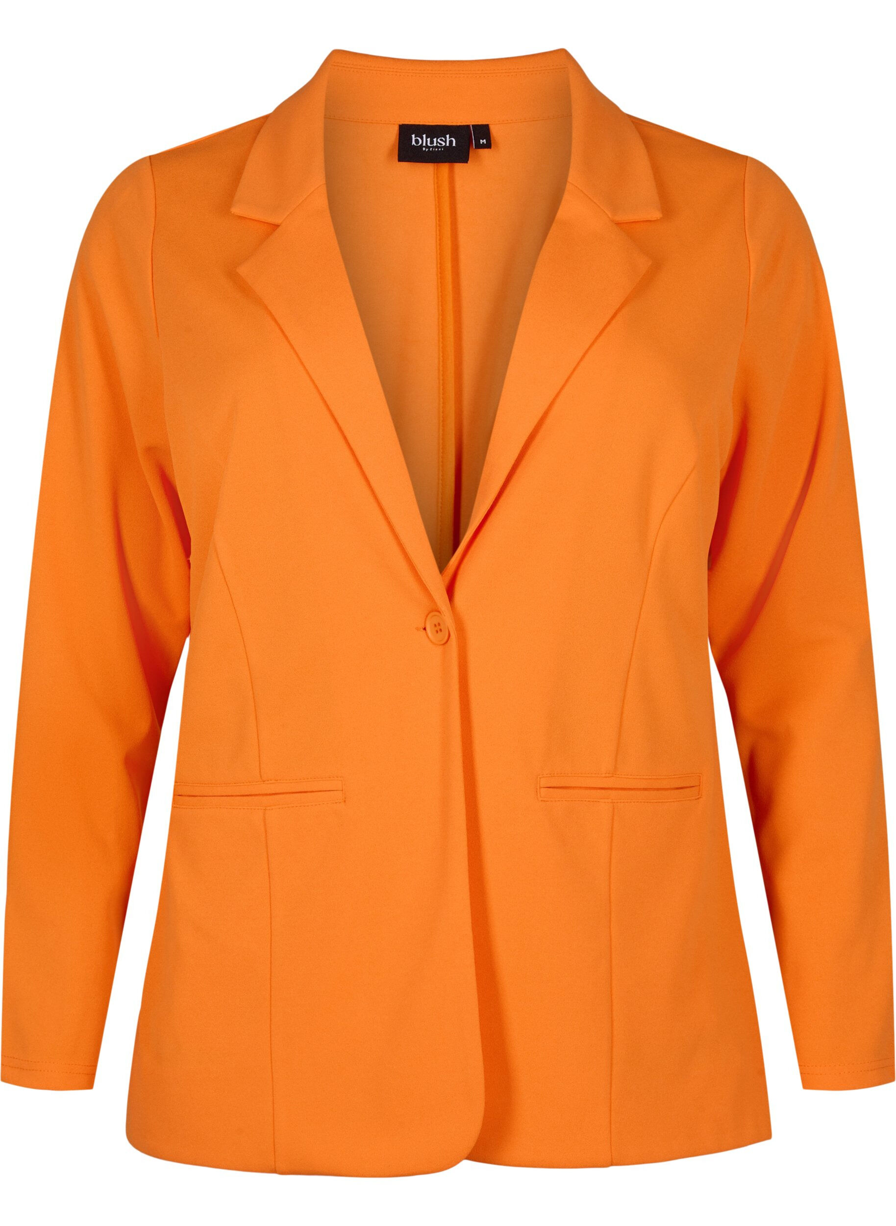 Zizzi Blazer med lommer, Vibrant Orange, Packshot image number 0