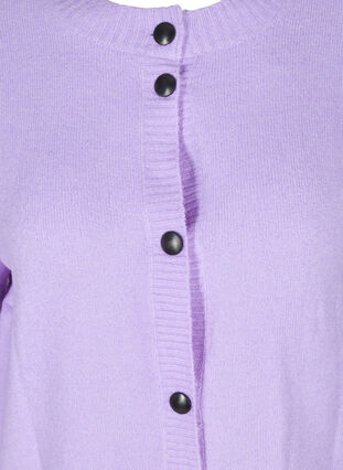 Kort strik cardigan med kontrastfarvede knapper, Purple Rose Mel., Packshot image number 2
