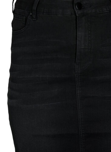 Denim midinederdel med slids, Black, Packshot image number 2