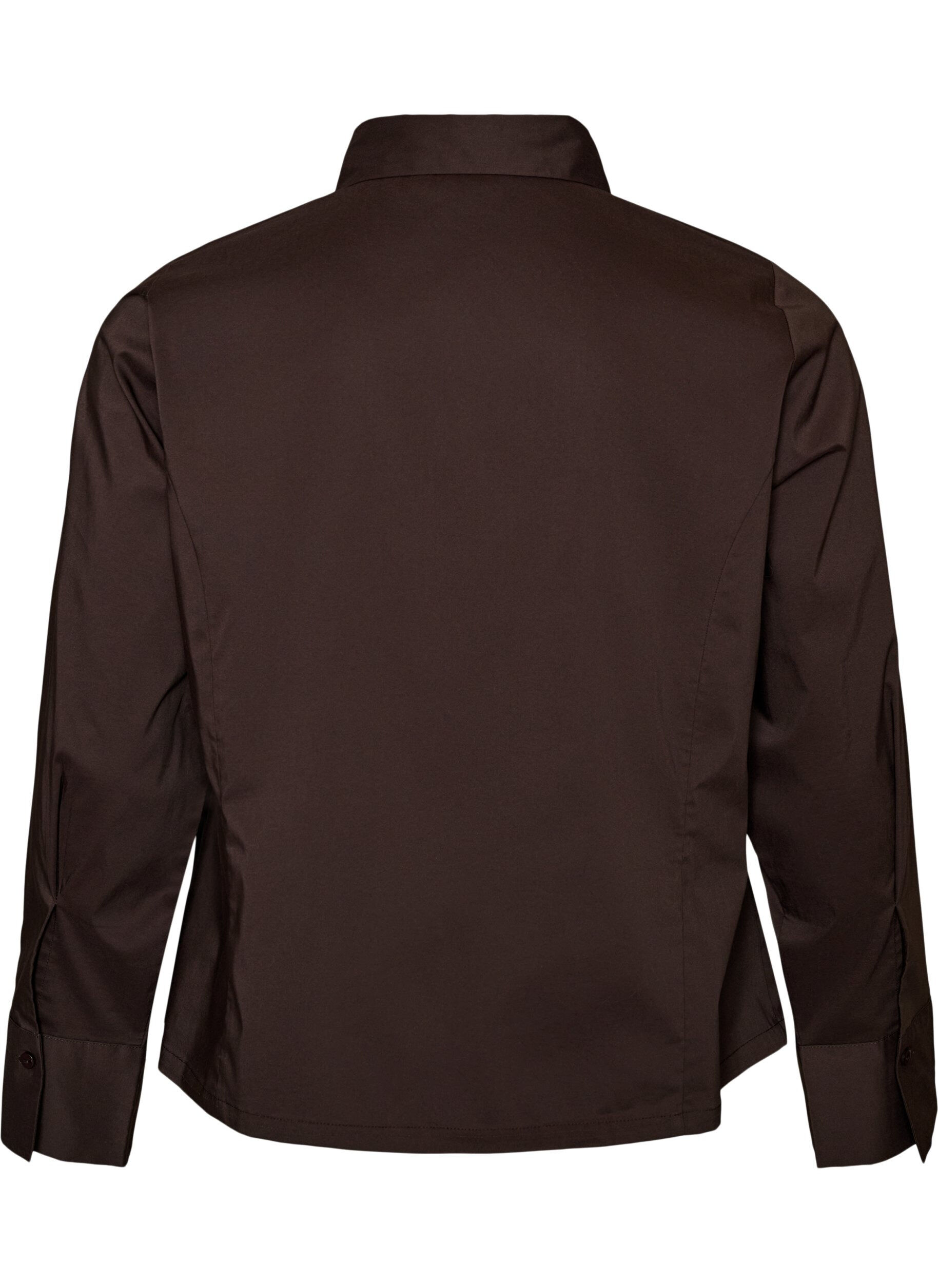 ZizziKort skjorte med tovejslynl&aring;s, Brun, Packshot image number 1