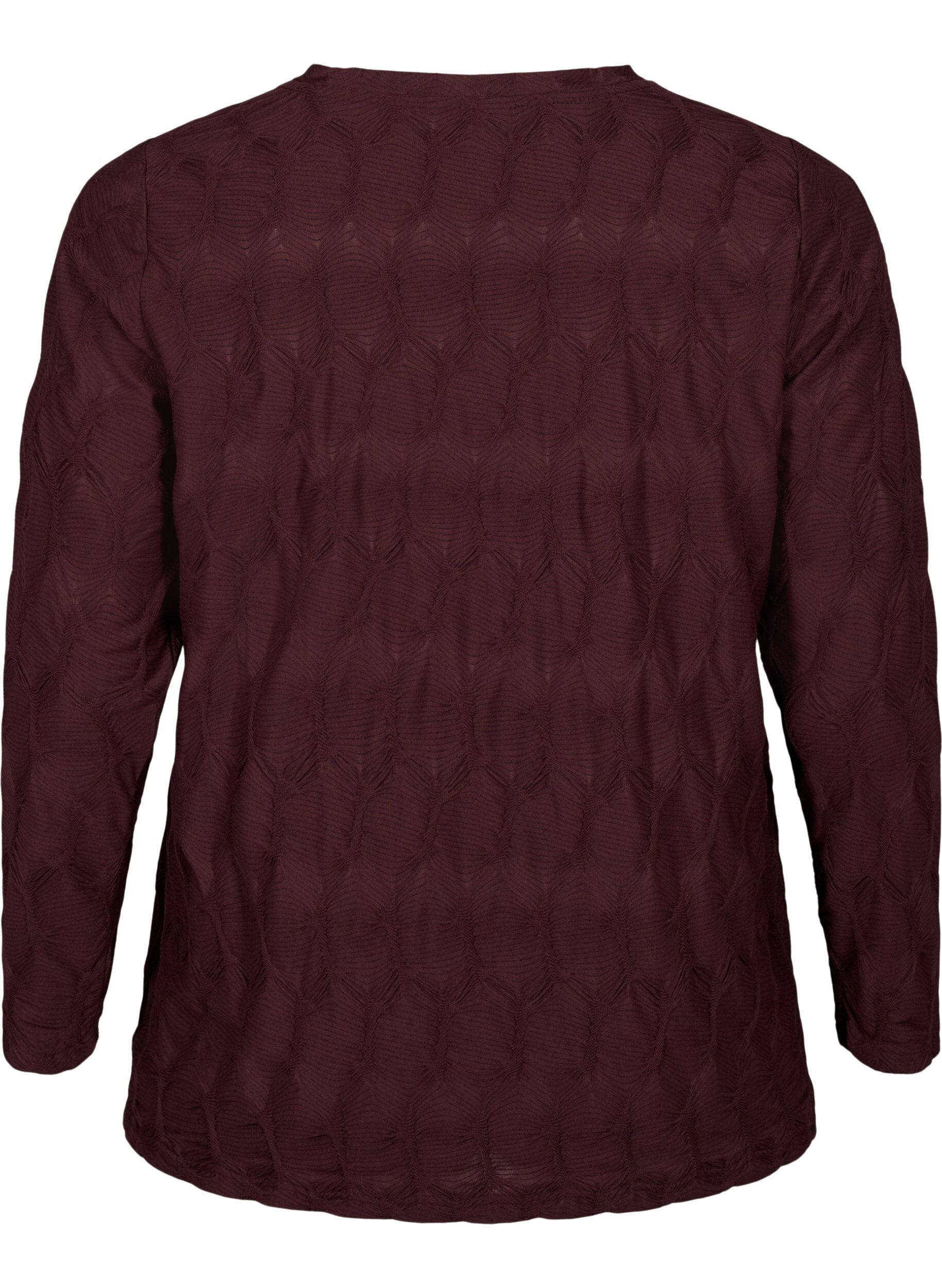 Zizzi FLASH - Lang&aelig;rmet bluse med struktur, Fudge, Packshot image number 1