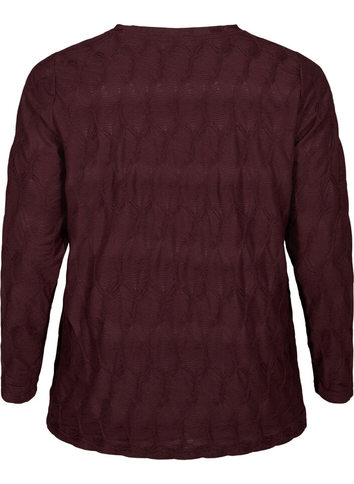 FLASH - Langærmet bluse med struktur, Fudge, Packshot image number 1