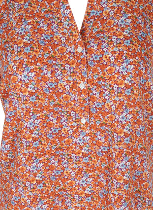 Printet bluse med korte ærmer, Orange Flower AOP, Packshot image number 2
