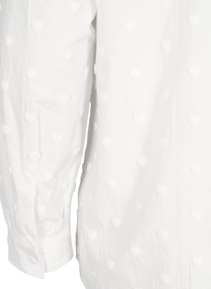 Skjorte med krave og påsyede hjerter, Hvid, Packshot image number 3