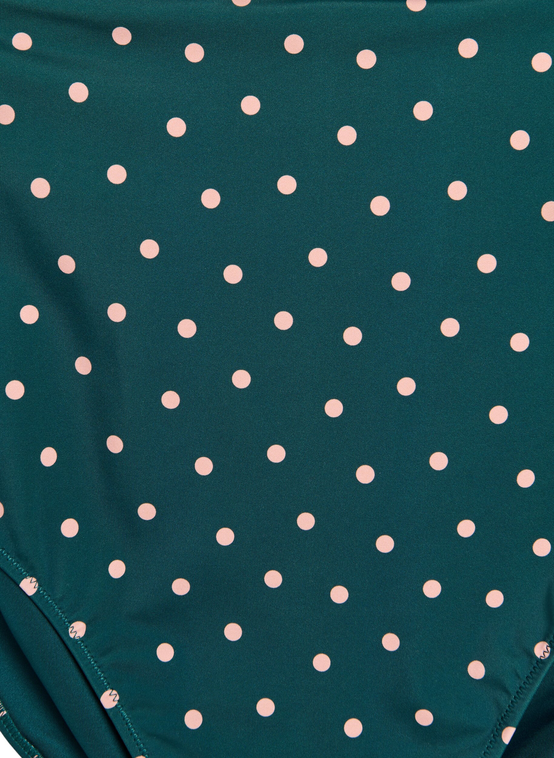 Zizzi Ekstra h&oslash;jtaljet bikini trusse med prikker, Gr&oslash;n, Packshot image number 2