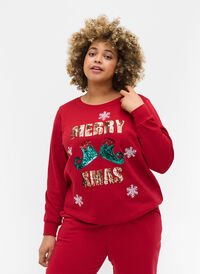 Jule sweatshirt , Red Merry Xmas , Model