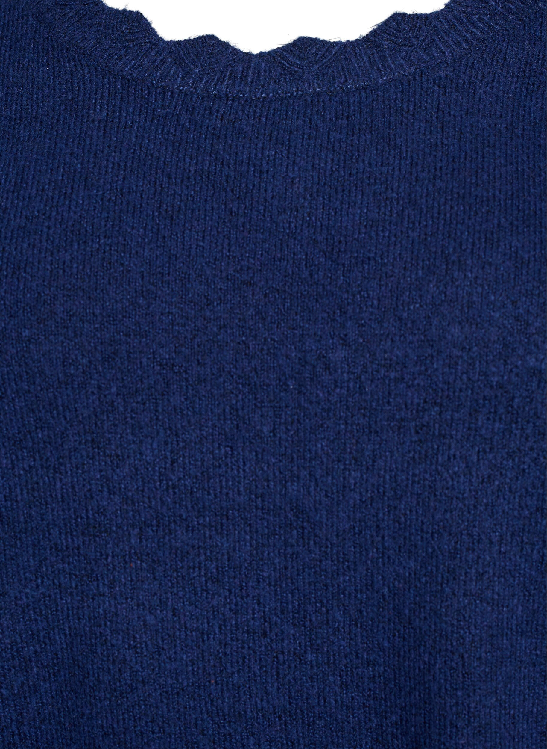 ZizziStrikbluse med b&oslash;lgekanter, Bl&aring;, Packshot image number 2