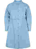 Denimkjole med knapper og lange ærmer, Light blue denim, Packshot
