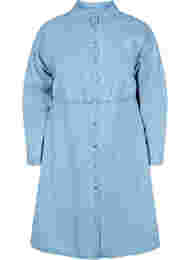 Denimkjole med knapper og lange ærmer, Light blue denim