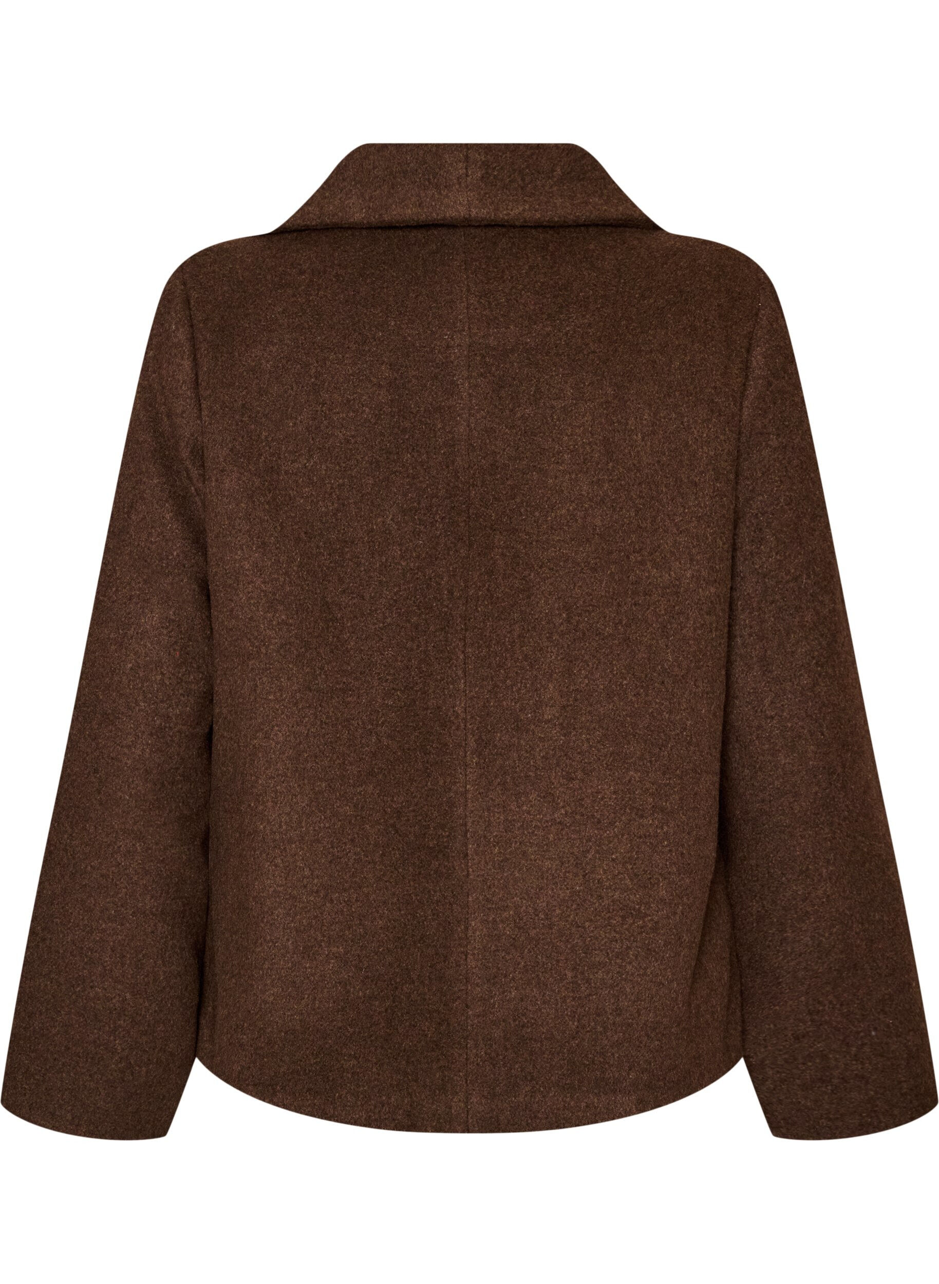 ZizziKort jakke med asymmetrisk knaplukning, Brun, Packshot image number 1
