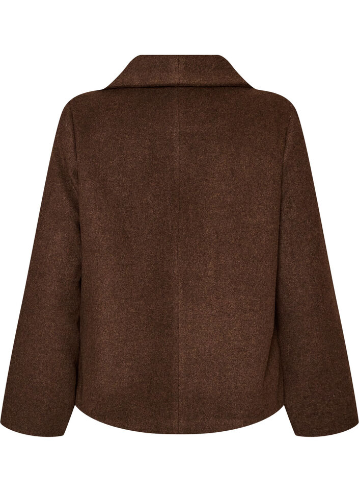 Kort jakke med asymmetrisk knaplukning, Brun, Packshot image number 1