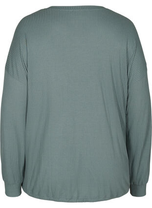 Bluse med snøre i ribkvalitet, Balsam Green, Packshot image number 1
