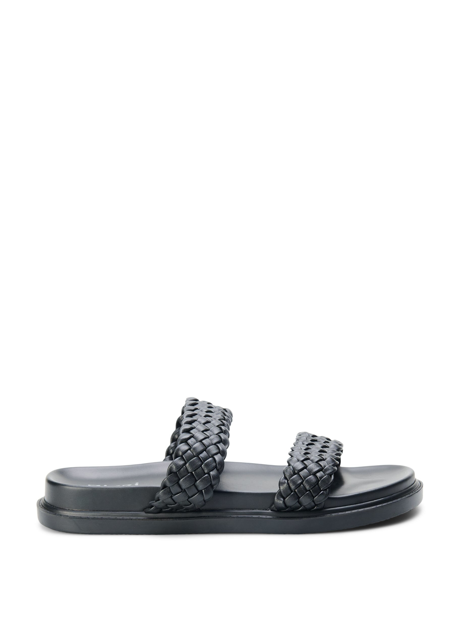 Zizzi Wide fit - Sandal i l&aelig;der, Black, Packshot image number 0