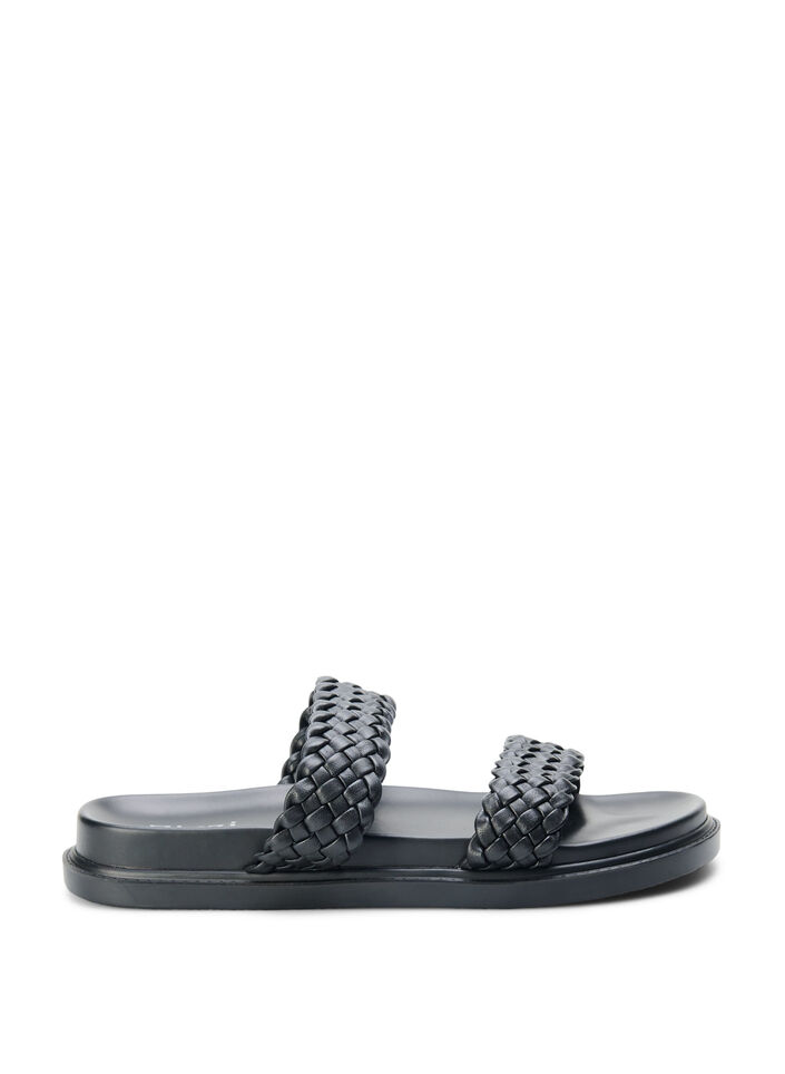 Wide fit - Sandal i læder, Black, Packshot image number 0