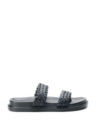 Wide fit sandal i læder, Black, Packshot