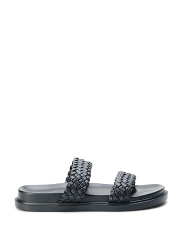 Wide fit sandal i læder, Black, Packshot image number 0