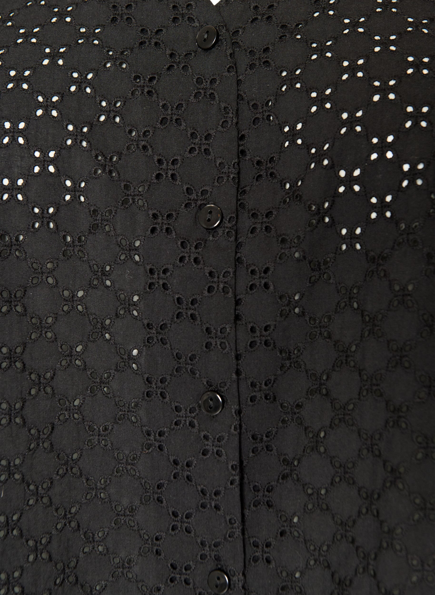 ZizziBluse i broderie anglaise med knaplukning, Sort, Packshot image number 2