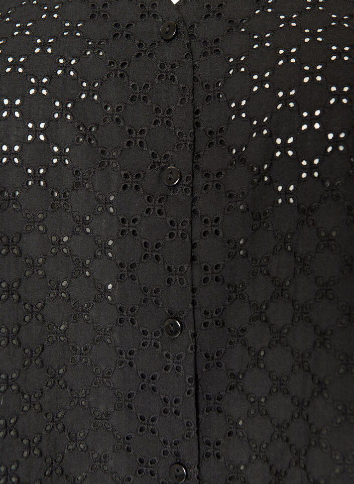 Bluse i broderie anglaise med knaplukning, Sort, Packshot image number 2