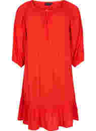 Viskose kjole med 3/4 ærmer , Fiery Red