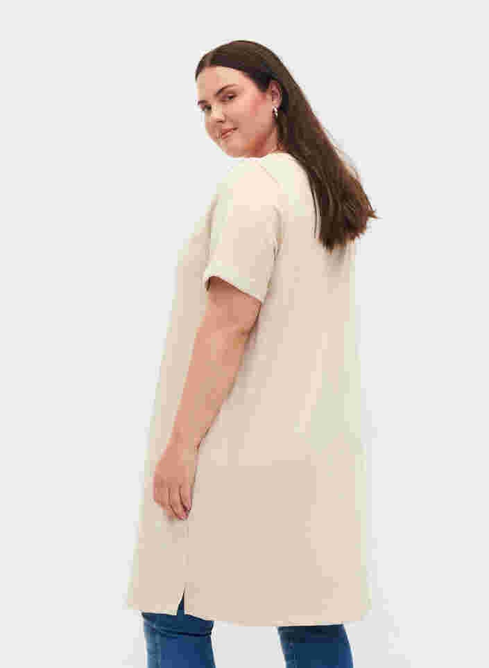 Sweatkjole med korte ærmer og slids, Pumice Stone, Model