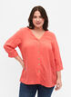 Viskose bluse med knapper og v-hals, Deep Sea Coral, Model image number 0