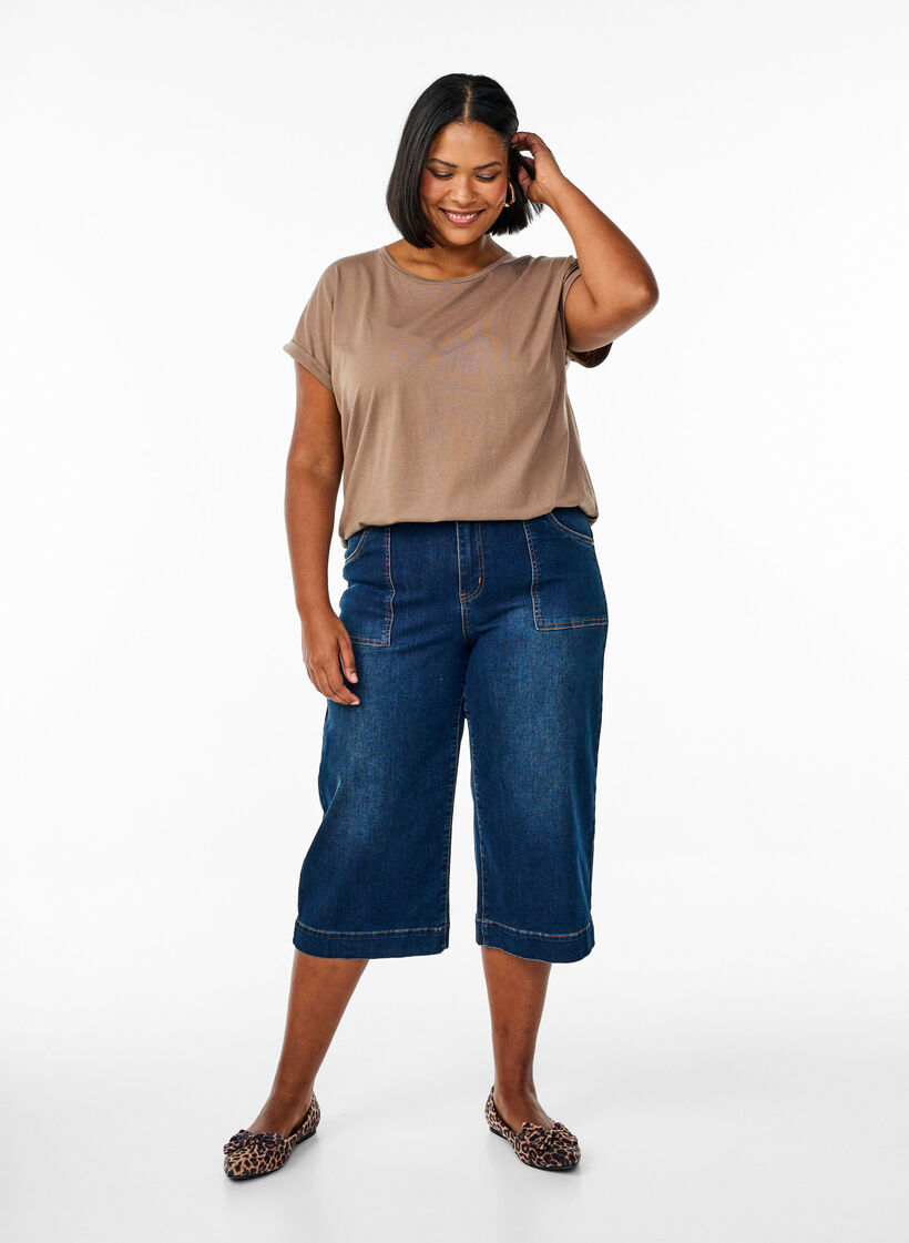 Kortærmet t-shirt i bomuldsblanding, Brun, Model image number 1