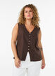 &AElig;rmel&oslash;s vest med V-udsk&aelig;ring og knapper, Brun, Model image number 0