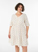 Kjole i bomuld med print og elastisk talje, Beige, Model image number 0