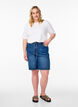 Ribbet jerseybluse med korte &aelig;rmer, Hvid, Model image number 1