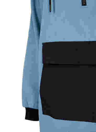 Lang fleece anorak med lynlås, Smoke Blue w. Black, Packshot image number 2