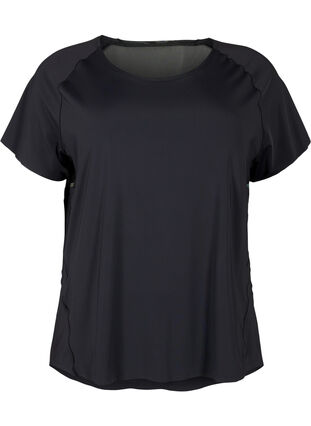 Trænings t-shirt med mesh og refleksdetalje, Black, Packshot image number 0