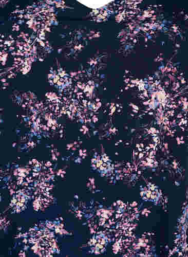 FLASH - Tunika med v-hals og print, Navy Rose Flower, Packshot image number 2