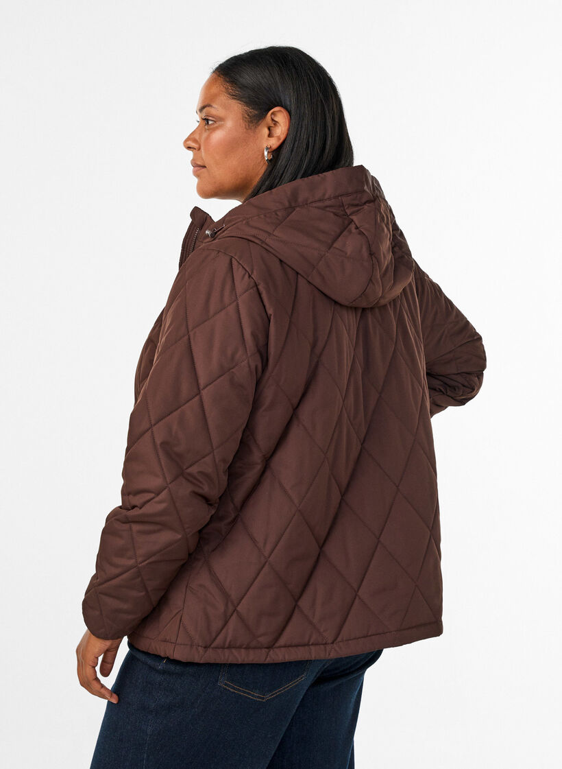 Let vatteret jakke med diamantquilt, Brun, Model image number 2