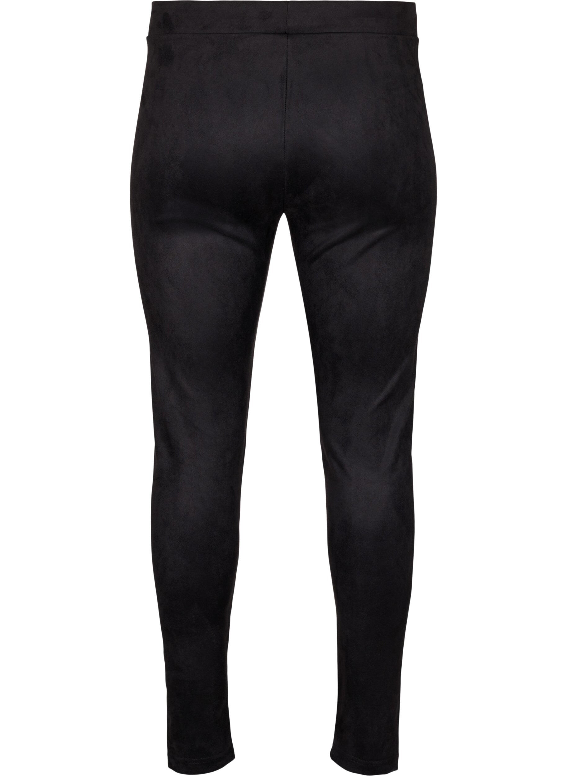 Zizzi Leggings i imiteret ruskind, Black, Packshot image number 1