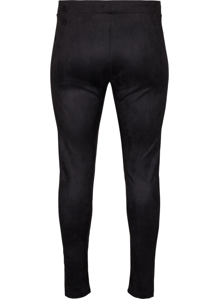 Leggings i imiteret ruskind, Black, Packshot image number 1